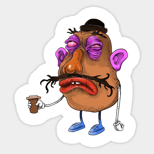 potato head before coffee Sticker by idrawcartoons